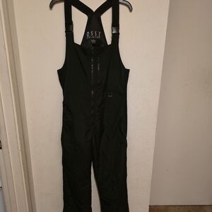 OSSI Men's M Black Snow Bib Pants Polyester Nylon Zip Insulated Pockets MK289